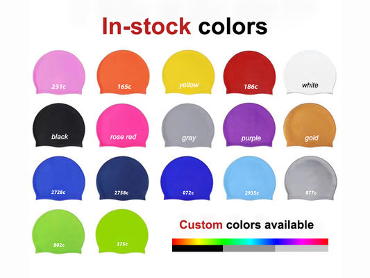 Gorro de natación de silicona con colores de logotipo personalizables, 17 colores en stock, personalización flexible, producción rápida el proveedor